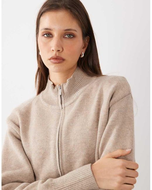 Cotton On Natural Lotus Cinched Zip Knit