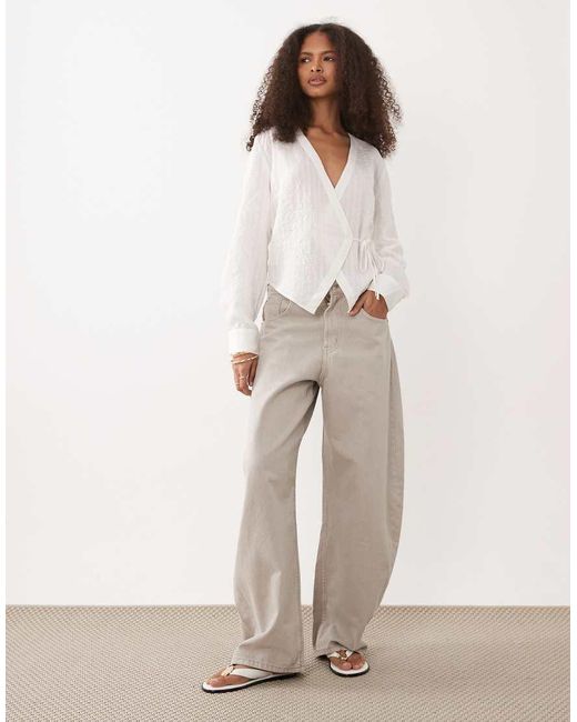 Mango Natural Teen Tie Waist Long Sleeve Top