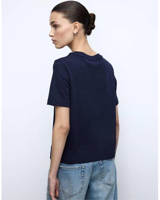 Stradivarius Blue Basic Regular Fit Heavy Weight T-Shirt