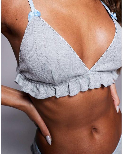ASOS Black Brianna Frill Soft Bra And Thong Set