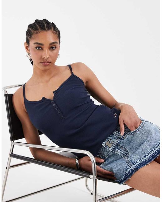 Hollister Blue Henley Cami Top