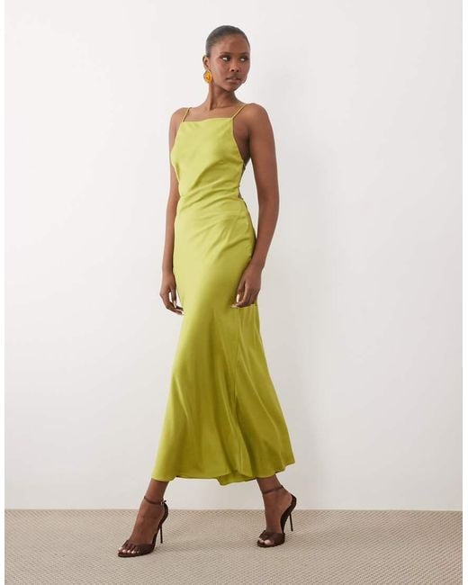 ASOS White Straight Neck Cami Midi Dress With Strappy Back