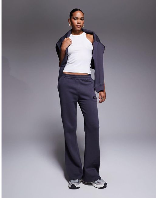 Kaiia Blue Cotton Blend Embroidered Logo Wide Leg jogger Co-ord