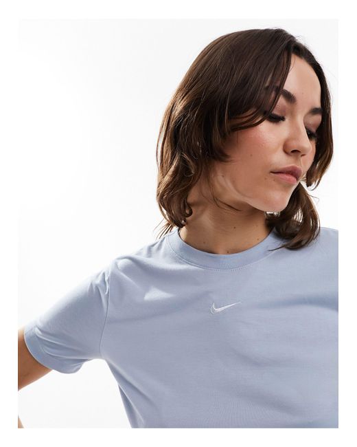 Nike White Mini Swoosh Slim Crop T-shirt