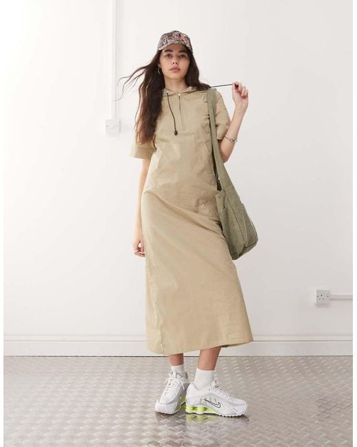 Collusion Natural Sports Hooded A-line Maxi Dress