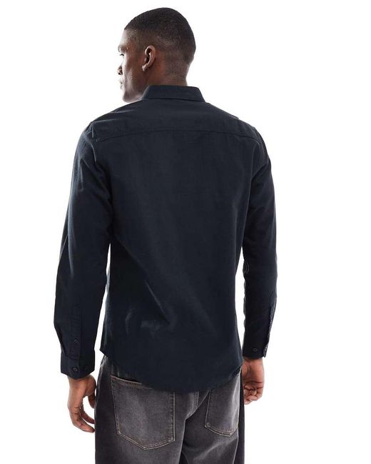 Threadbare Blue Long Sleeve Shirt for men