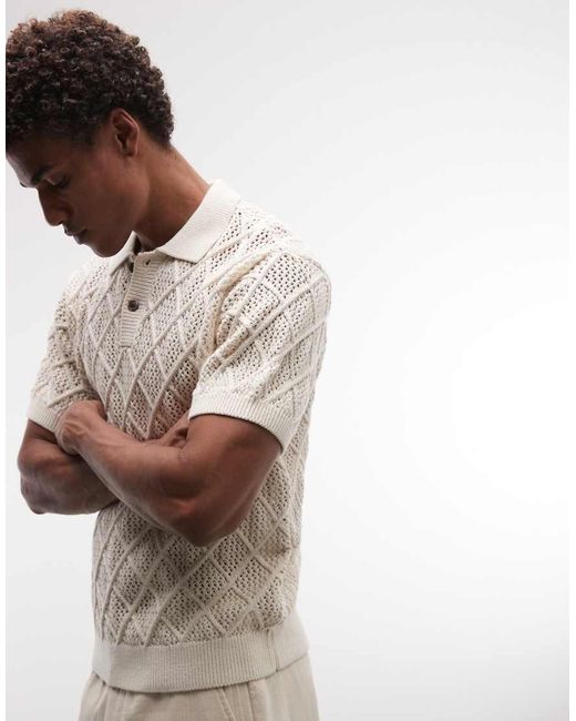 Obey Natural Eryk Knitted Polo Shirt for men