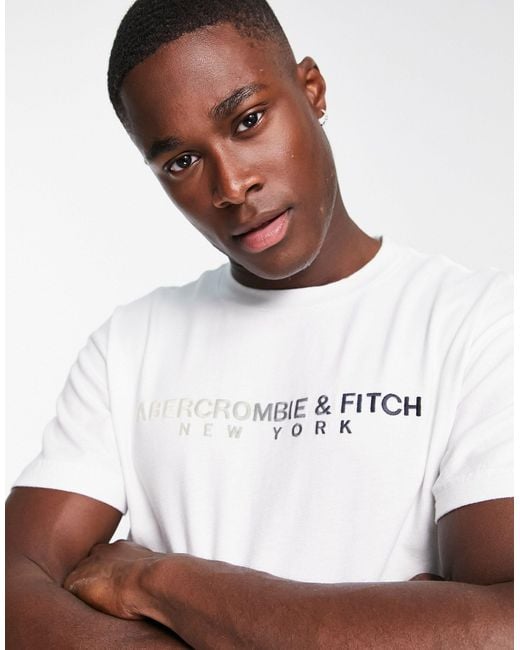 Abercrombie & Fitch White Cross Chest Logo T-shirt for men