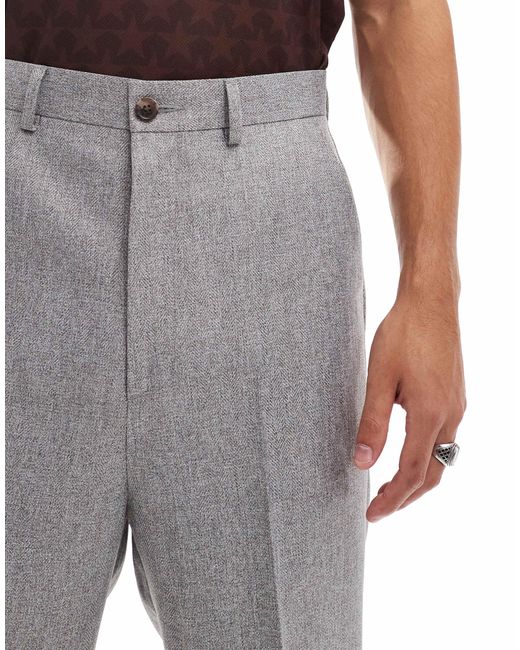 ASOS Gray Smart High Waist Straight Leg Wool Look Trousers for men