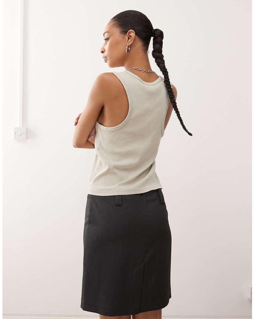 Monki Gray Midi Tailored Skirt