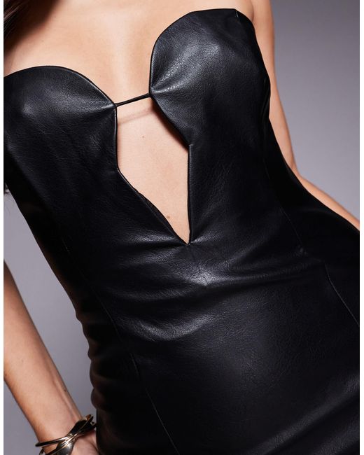 Bardot Blue Eleni Faux Leather Midi Dress