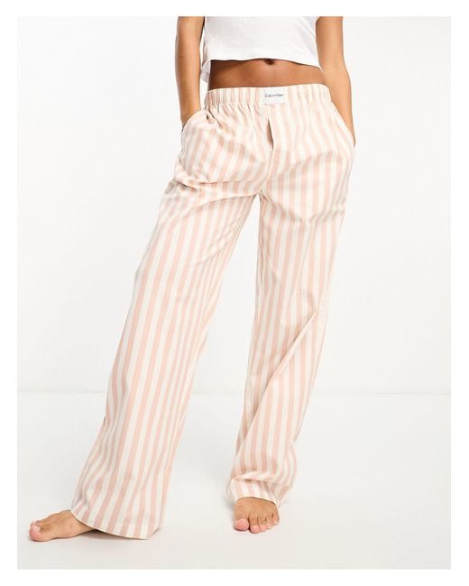 Calvin Klein Natural Sleep Pants With Logo Waistband