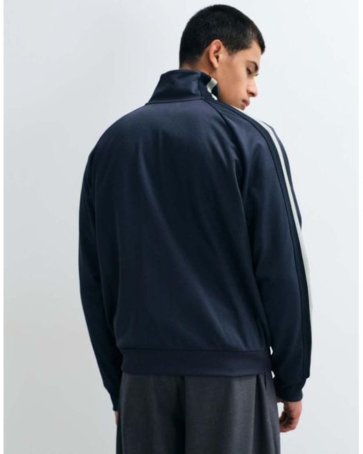 Fred Perry Blue Two Tone Mesh Tape Track Jacket for men