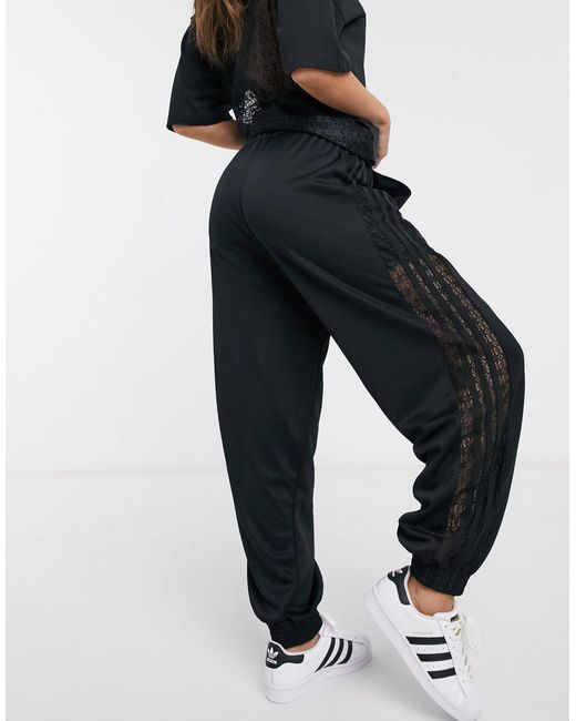 adidas Originals Bellista Lace Insert Track Pants in Black | Lyst Australia