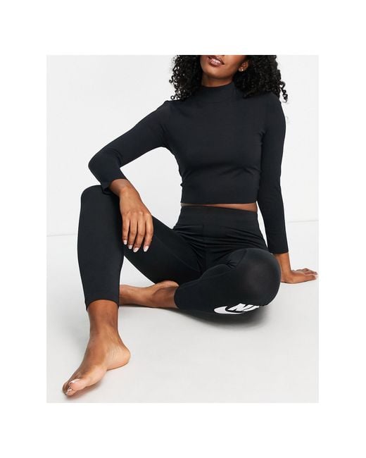 Nike yoga luxe - crop top à manches longues en tissu dri-fit Nike en coloris Black