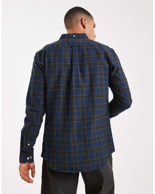 Farah Blue Brewer Checked Longsleeve Shirt for men
