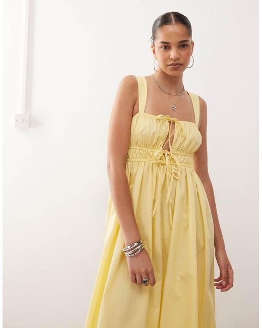 Collusion Natural Tie Detail Maxi Dress