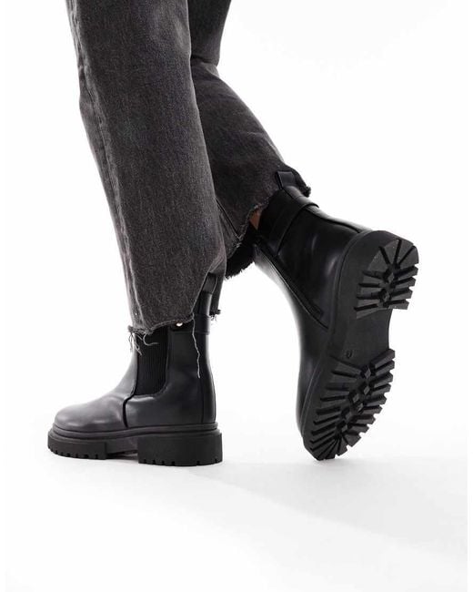 New Look Black Chunky Zip Up Chelsea Ankle Boot
