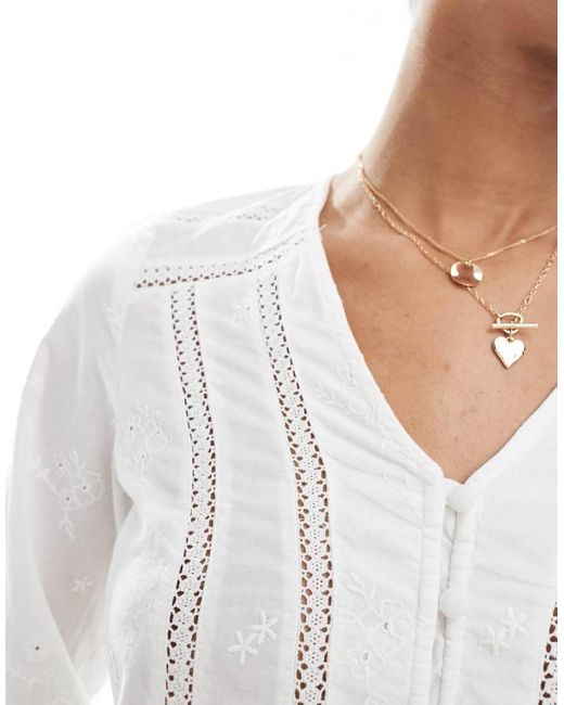 ONLY White Crochet Detail Blouse