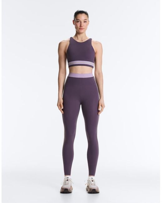 Oysho Purple High Rise Compressive Ankle-Length Leggings