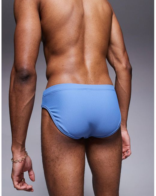 ASOS Blue Textured Swim Briefs for men