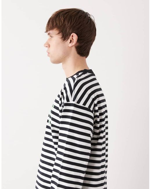 Weekday Gray Boxy Oversized Fit Long Sleeve Graphic T-shirt for men