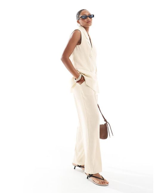 4th & Reckless Elegante Broek Met Wijde Pijpen En Boxertailleband in het White