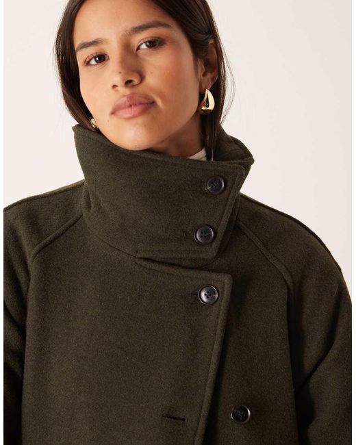 Gina Tricot Black Wool Belted Midaxi Coat With Funnel Neck Detail