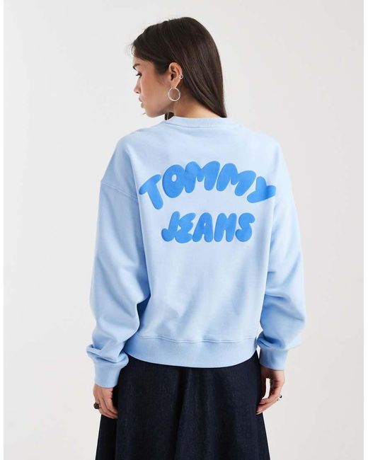 Tommy Hilfiger Blue Bubble Logo Boxy Fit Crew Neck Sweatshirt