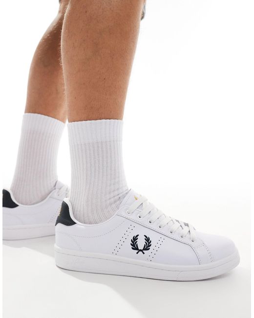 Fred Perry White B721 Leather Trainers for men