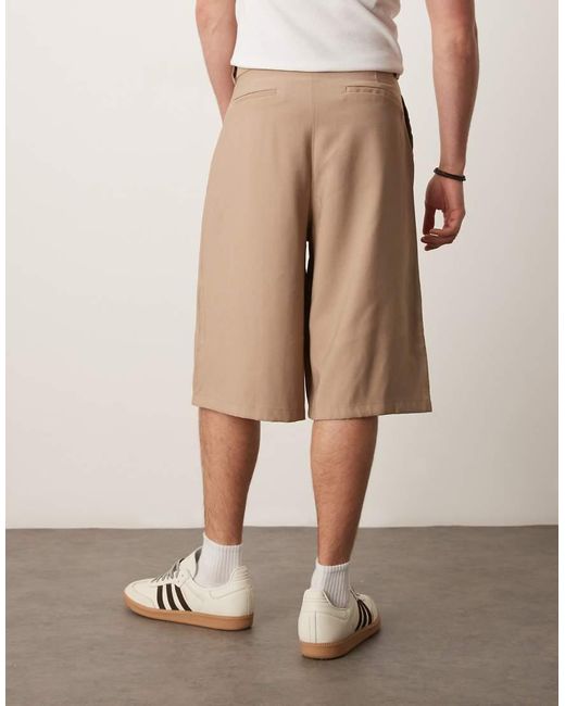 Pantaloncini Bermuda Oversize Color Sabbia Con Pieghe di ASOS in Natural da Uomo