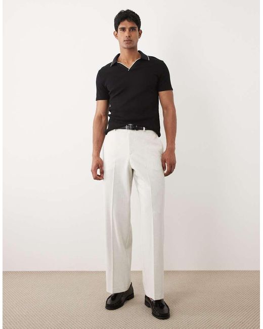 ASOS Black Slim Notch Polo With Contrast Tipping for men