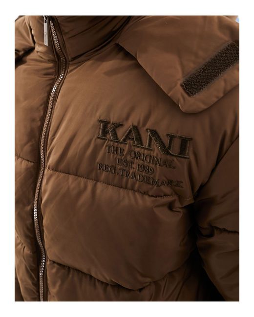 Karlkani Brown Retro Hooded Puffer Jacket for men