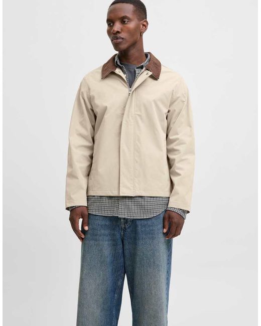 Jack & Jones Natural Harrington Jacket With Contrast Collar for men
