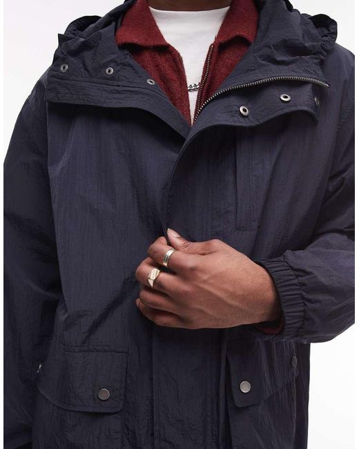 Topman White Lightweight Ripstop Parka Jacket for men