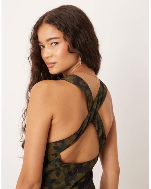 ASOS Green Maxi Dress With Strap Back Detail And Frill Hem