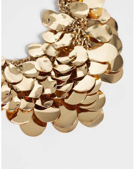 Reclaimed Vintage Metallic Layered Petal Necklace