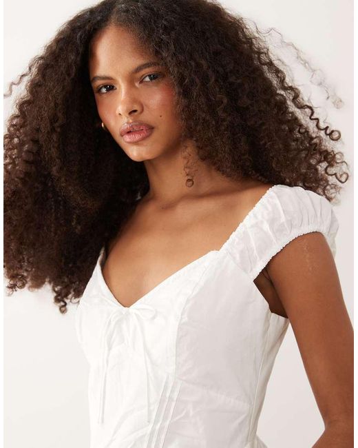 Abercrombie & Fitch Natural Sweetheart Neckline Dipped Waist Midi Dress