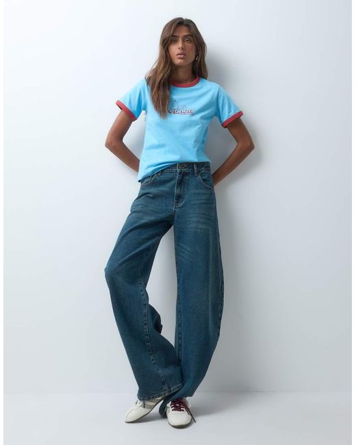 ASOS Blue License Peanuts Ringer Tee