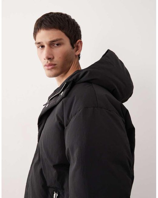 ASOS COLLECTIVE Black Oversized Down Fill Puffer Jacket for men