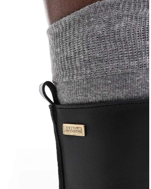 Barbour Black Ellen Rugged Sole Leather Lace Up Boots