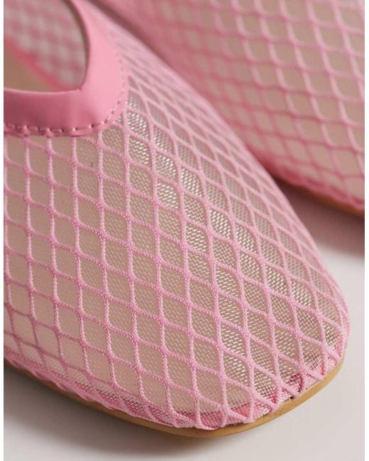 SEQWL Pink Woven Mesh Ballet Flats