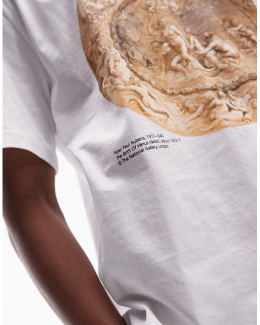 Topman White Extreme Oversized Fit T-shirt With The Birth Print for men