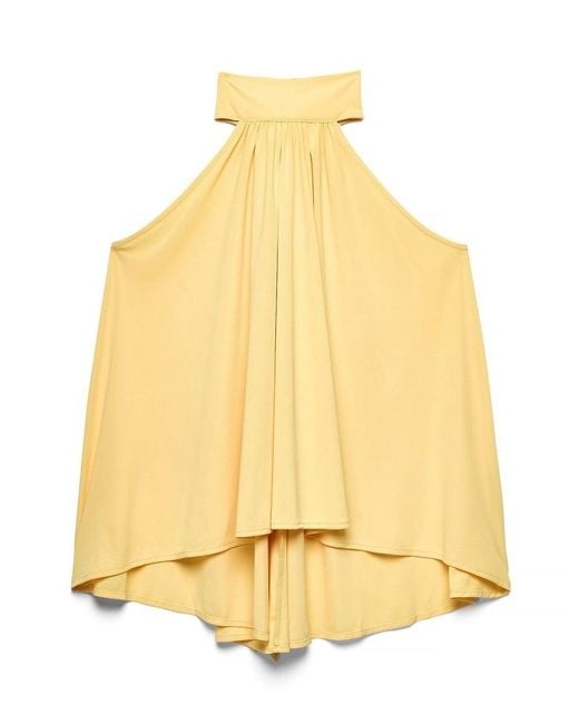 NA-KD Yellow Halterneck Flowy Tie Top