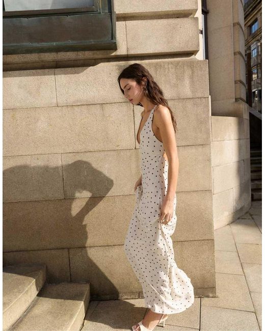 Pull&Bear White Polka Dot Strappy Back Dress