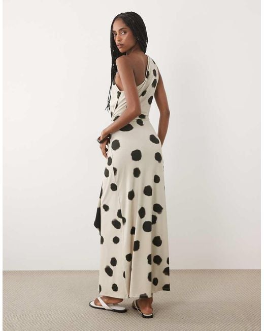 ASOS White One Shoulder Polka Dot Maxi Dress