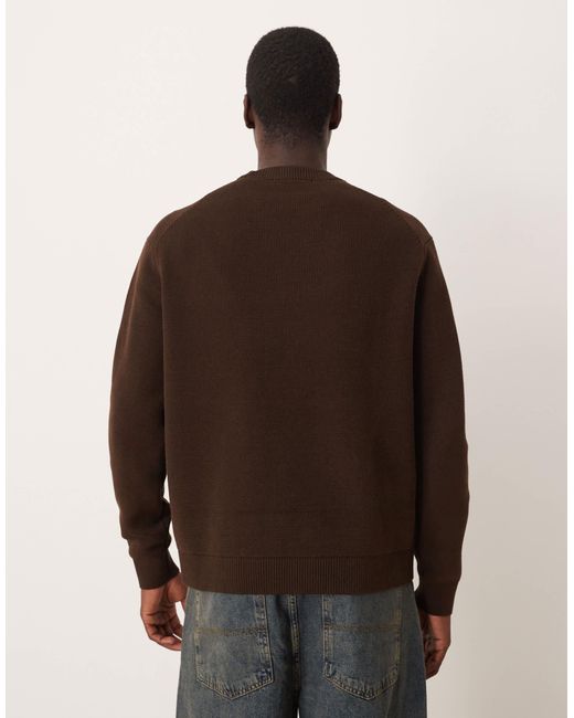 SELECTED – kastiger strickpullover aus 100% baumwolle in Brown für Herren