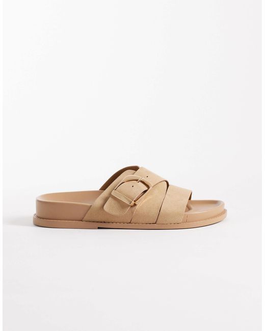 ASOS Natural Freeway Double Strap Slides