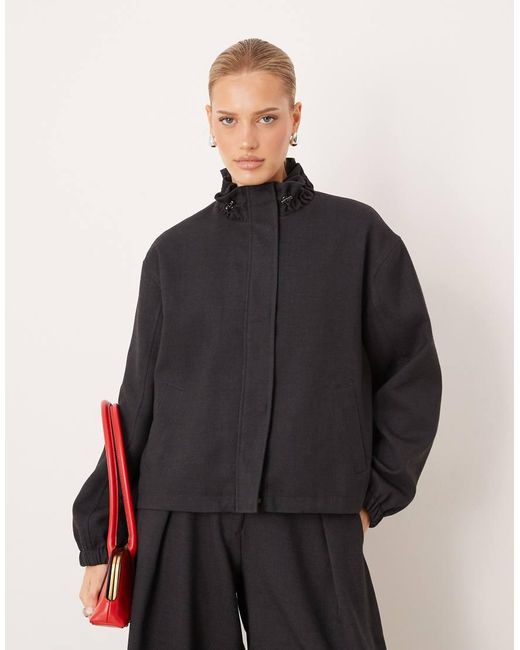 ASOS Gray Tailored Funnel Neck Track Jacket Co-ord