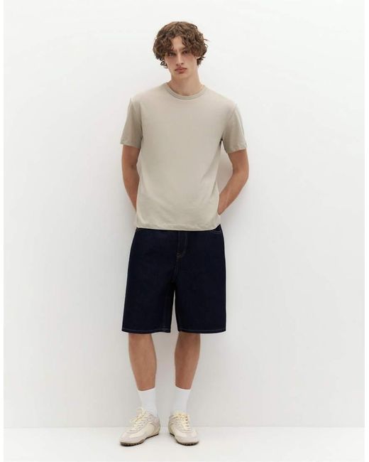 Pull&Bear Natural Slim Fit Basic T-shirt for men